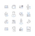 Campaign Management line icons collection. Planning, Tactics, Strategy, Execution, Analysis, Optimization, Budgeting