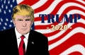 Campaign poster for Donald Trump, illustration. American election 2020. Flyer, brochure, presentation, poster