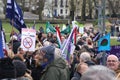 Campaigners march through Brighton, UK in protest against the planned cuts to public sector services. The march was organised by B