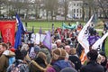 Campaigners march through Brighton, UK in protest against the planned cuts to public sector services. The march was organised by B Royalty Free Stock Photo