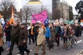 Campaigners march through Brighton, UK in protest against the planned cuts to public sector services. The march was organised by B Royalty Free Stock Photo