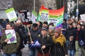 Campaigners march through Brighton, UK in protest against the planned cuts to public sector services. The march was organised by B Royalty Free Stock Photo