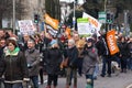 Campaigners march through Brighton, UK in protest against the planned cuts to public sector services. The march was organised by B Royalty Free Stock Photo