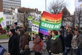 Campaigners march through Brighton, UK in protest against the planned cuts to public sector services. The march was organised by B Royalty Free Stock Photo