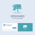 campaigns, email, marketing, newsletter, mail Business Logo Glyph Icon Symbol for your business. Turquoise Business Cards with Royalty Free Stock Photo