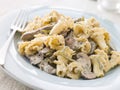 Campanelle Pasta with Beef Fillet Strips Royalty Free Stock Photo