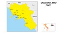 Campania Map. State and district map of Campania. Political map of Campania with the major district