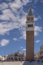 The campanile and basilica of Piazza San Marco against a beautiful sky, Venice, Italy