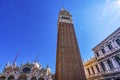 Campanile bell tower Sun Saint Mark's Square Piazza Venice Italy Royalty Free Stock Photo