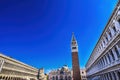 Campanile Bell Tower Sun Saint Mark's Square Piazza Venice Italy Royalty Free Stock Photo