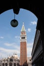 campanile de san marco seen from the arcades of St. Marcs square, Venice Royalty Free Stock Photo