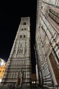 Campanille of Santa Maria del Fiore cathedral at night Royalty Free Stock Photo