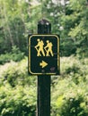 Hikers trail sign in the woods