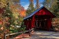 Campbell`s Covered Bridge During Fall Royalty Free Stock Photo