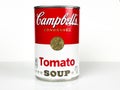 Campbell`s Tomato Soup Can on White Backdrop Royalty Free Stock Photo