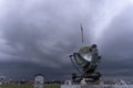 The Campbell Strokes recorder, a type of sunshine recorder at weather station at Ngurah Rai airport with the scary dark Royalty Free Stock Photo