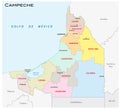 Campeche, administrative and political vector map, mexico