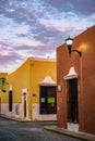 Campeche at dusk with beautiful colorful sky. Royalty Free Stock Photo