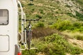 Camper with bicycle on back rack Royalty Free Stock Photo