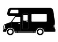 Camper, camping van - simple flat icon - vector