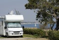 Camper at a camping with view at the sea