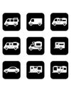 Camper car black icons set Royalty Free Stock Photo