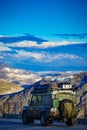 Camper car on Dalsnibba mountain, 30 July 2018, Norway Royalty Free Stock Photo