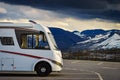 Camper car on Dalsnibba mountain, 30 July 2018, Norway Royalty Free Stock Photo