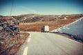 Camper car in norwegian mountains