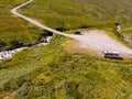 Camper car in norwegian mountains