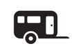 Camper icon, black isolated on white background, vector illustration.