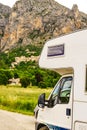 Camper and Moustiers-Sainte-Marie village, France