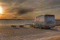 Camper parked on the beach in HDR Royalty Free Stock Photo