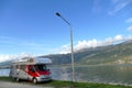 Camper parked near Lake Pamvotida in Ioannina