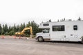 Camper RV truck parked Cape Breton Island Coast highway road scenic Cabot Trail route Nova Scotia Highlands Canada Royalty Free Stock Photo