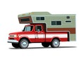 Camper shell on red pickup truck Royalty Free Stock Photo