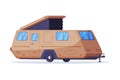 Camper trailer or caravan. Touristic travel vehicle vector illustration Royalty Free Stock Photo