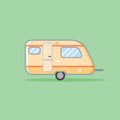 Camper trailer flat style icon. Caravan vector illustration.