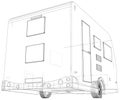 Camper Trailer. Van Caravan Vector illustration. Wire-frame line isolated. Vector rendering of 3d Royalty Free Stock Photo