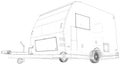 Camper Trailer. Van Caravan Vector illustration. Wire-frame line isolated. Vector rendering of 3d Royalty Free Stock Photo