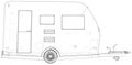 Camper Trailer. Van Caravan Vector illustration. Wire-frame line isolated. Vector rendering of 3d