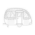 Camper, travel mobile home or retro caravan trailer. Car for travel, caravanning, camping, hiking and motorhomes. Flat vector Royalty Free Stock Photo