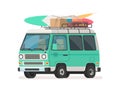 Camper trip van . Tourist minivan with luggage. Car for summer road travel