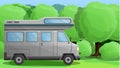 Camper truck concept banner, cartoon style Royalty Free Stock Photo