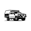 Camper truck overland silhouette vector isolated in white background