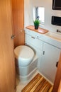 Campervan bathroom interior with toilet Royalty Free Stock Photo
