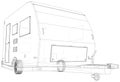 Camper Van Caravan illustration vector. Wire-frame line isolated. Vector rendering of 3d Royalty Free Stock Photo