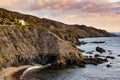 Camper van on coast cliff in Spain Royalty Free Stock Photo