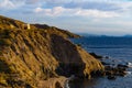 Camper van on coast cliff in Spain Royalty Free Stock Photo