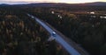 Camper van in foliage forest 01